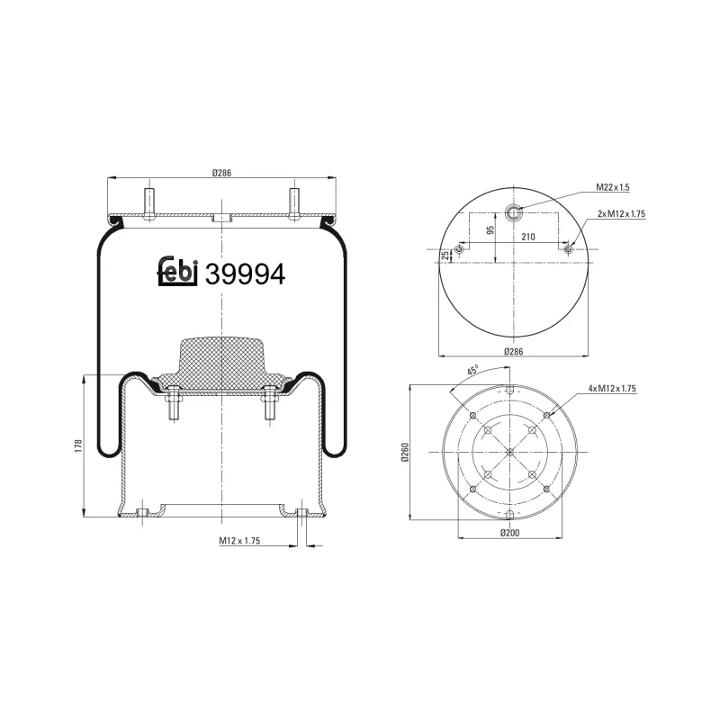 Soufflet à air, suspension pneumatique FEBI BILSTEIN 39994