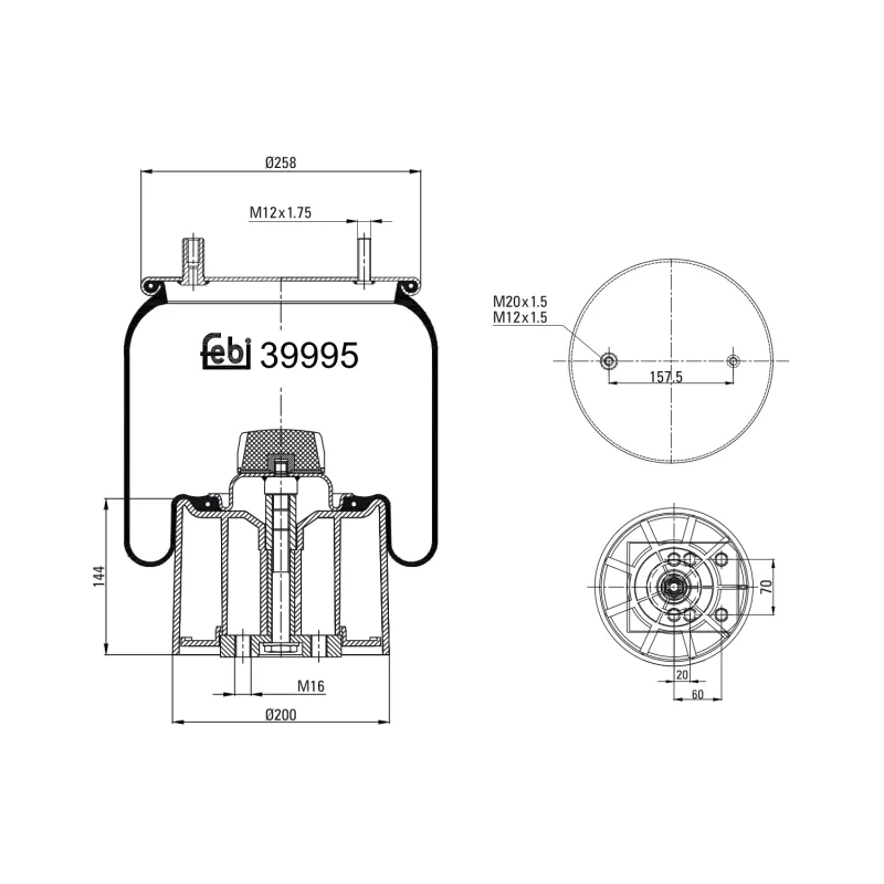 Soufflet à air, suspension pneumatique FEBI BILSTEIN 39995