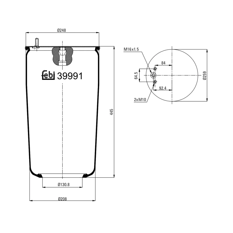 Soufflet à air, suspension pneumatique FEBI BILSTEIN 39991