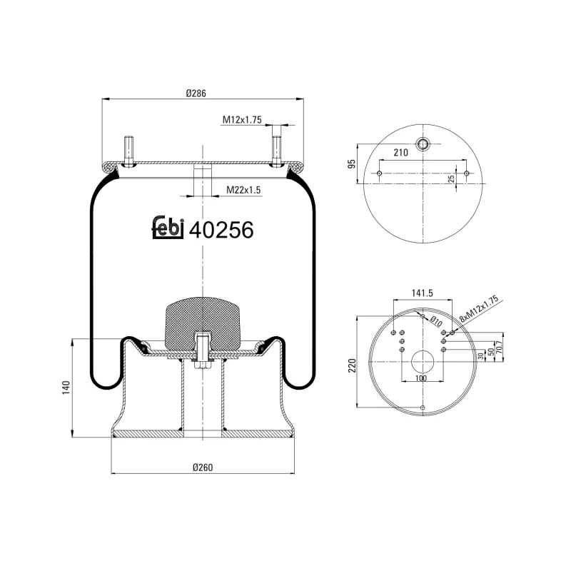 Soufflet à air, suspension pneumatique FEBI BILSTEIN 40256