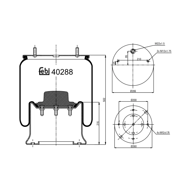 Soufflet à air, suspension pneumatique FEBI BILSTEIN 40288
