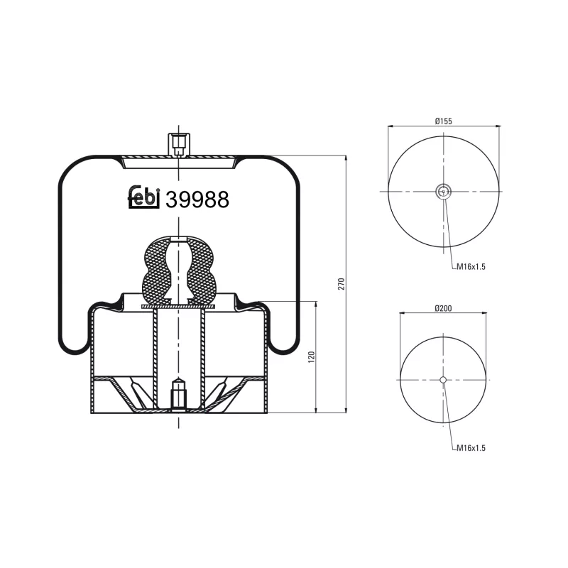 Soufflet à air, suspension pneumatique FEBI BILSTEIN 39988