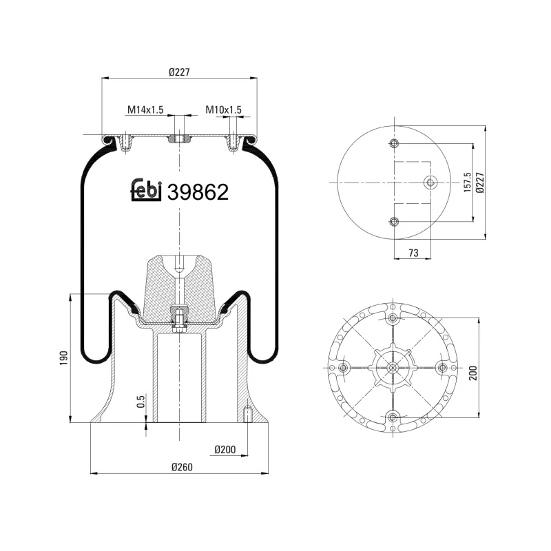 Soufflet à air, suspension pneumatique FEBI BILSTEIN 39862