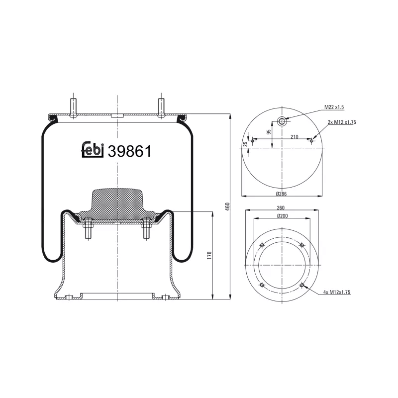 Soufflet à air, suspension pneumatique FEBI BILSTEIN 39861
