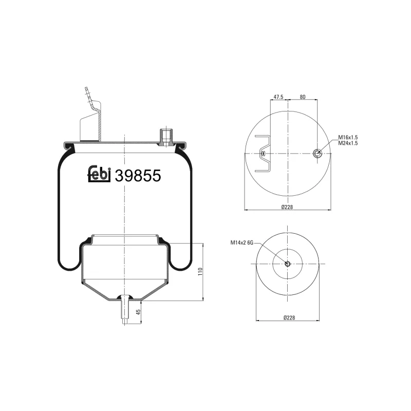 Soufflet à air, suspension pneumatique FEBI BILSTEIN 39855