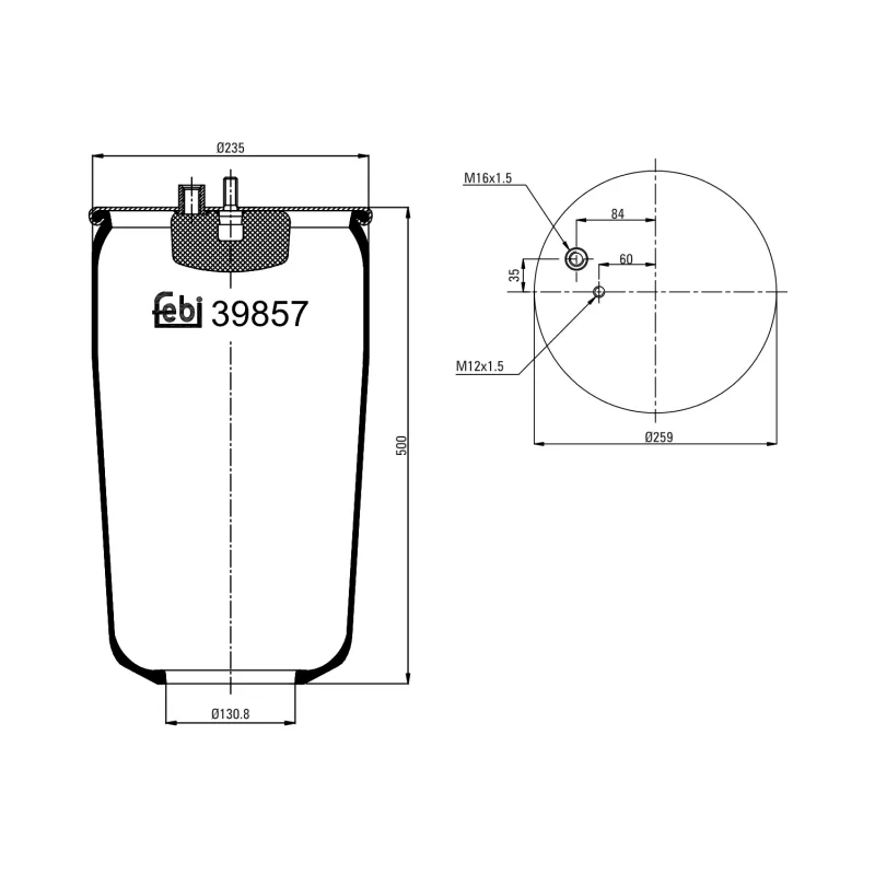 Soufflet à air, suspension pneumatique FEBI BILSTEIN 39857