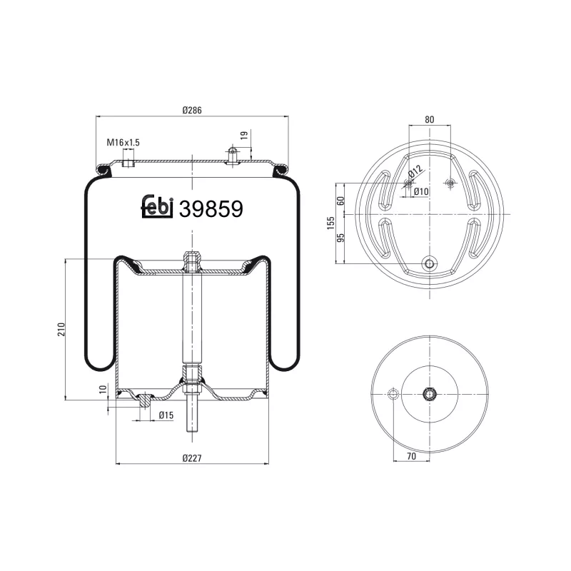 Soufflet à air, suspension pneumatique FEBI BILSTEIN 39859