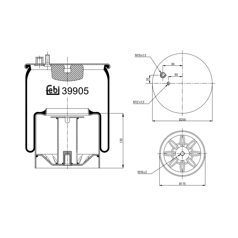 Soufflet à air, suspension pneumatique FEBI BILSTEIN 39905