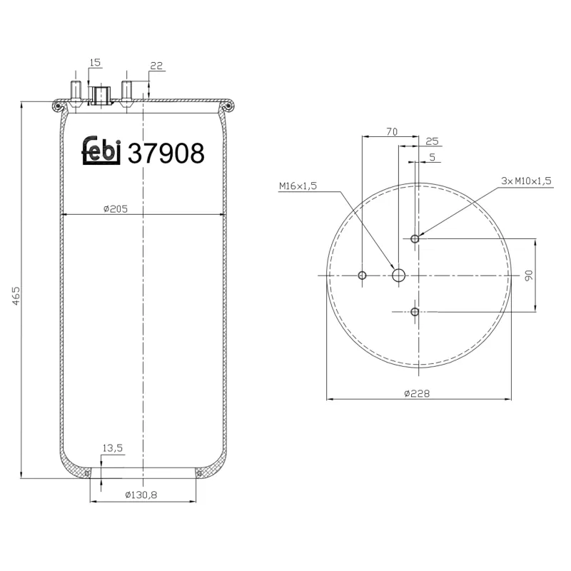 Soufflet à air, suspension pneumatique FEBI BILSTEIN 37908