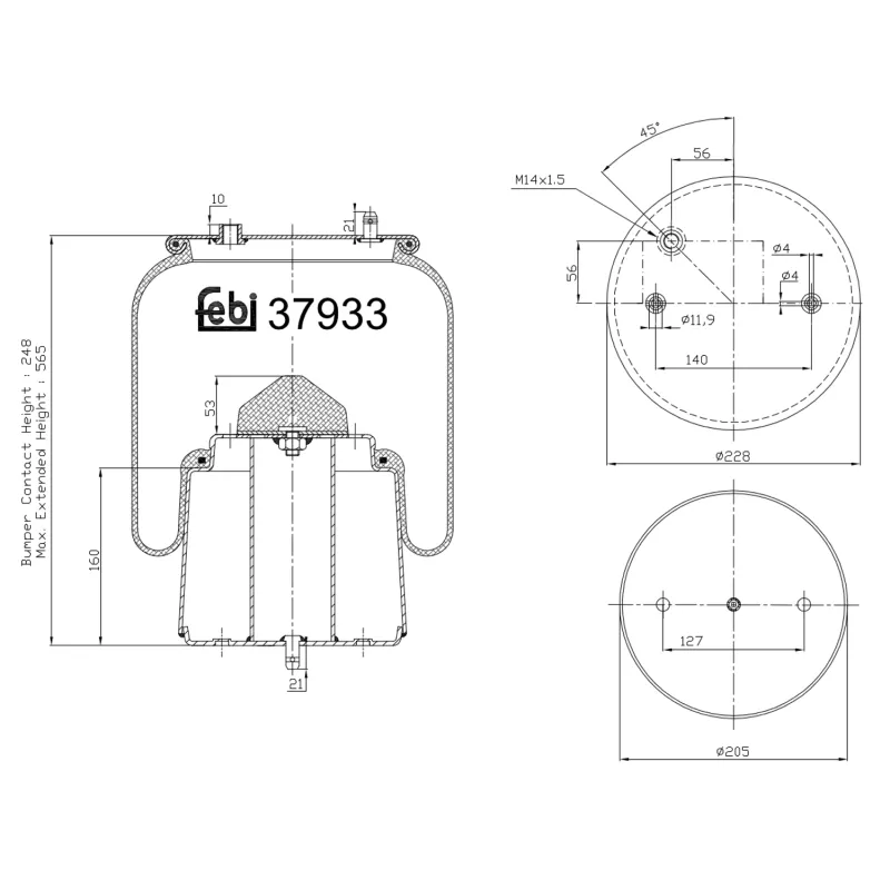 Soufflet à air, suspension pneumatique FEBI BILSTEIN 37933
