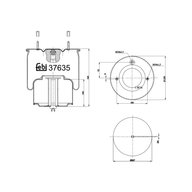 Soufflet à air, suspension pneumatique FEBI BILSTEIN 37635