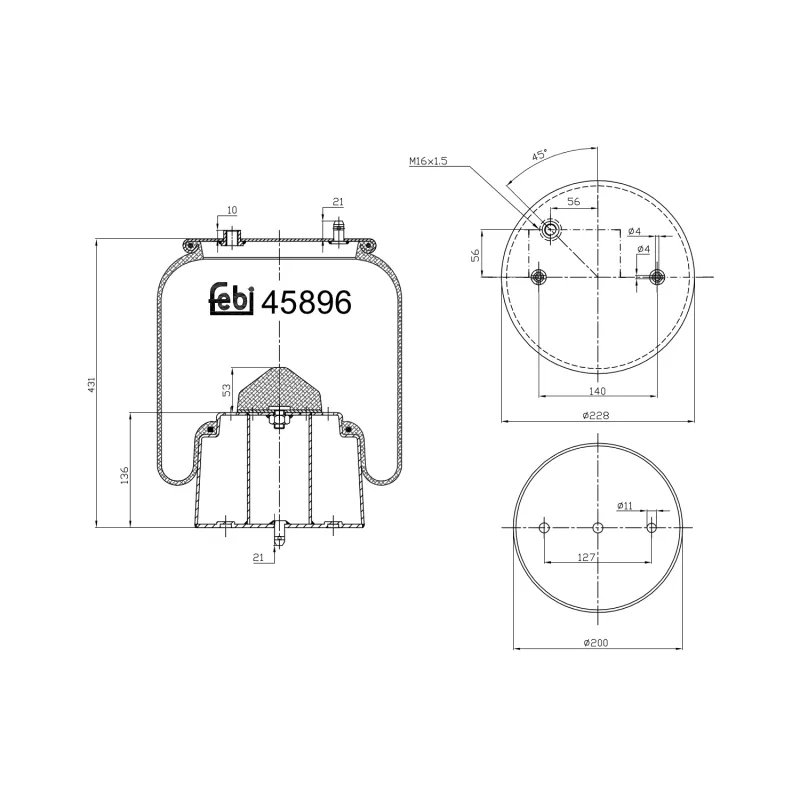 Soufflet à air, suspension pneumatique FEBI BILSTEIN 45896