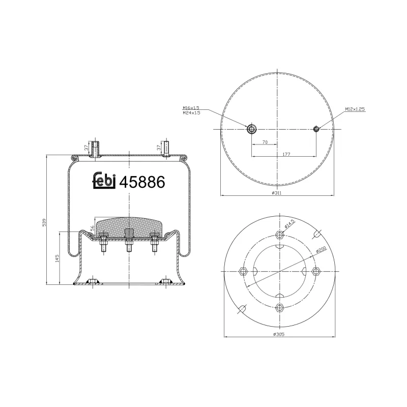Soufflet à air, suspension pneumatique FEBI BILSTEIN 45886