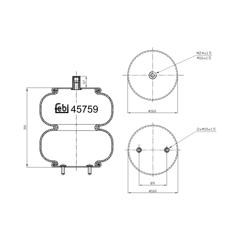 Soufflet à air, suspension pneumatique FEBI BILSTEIN 45759