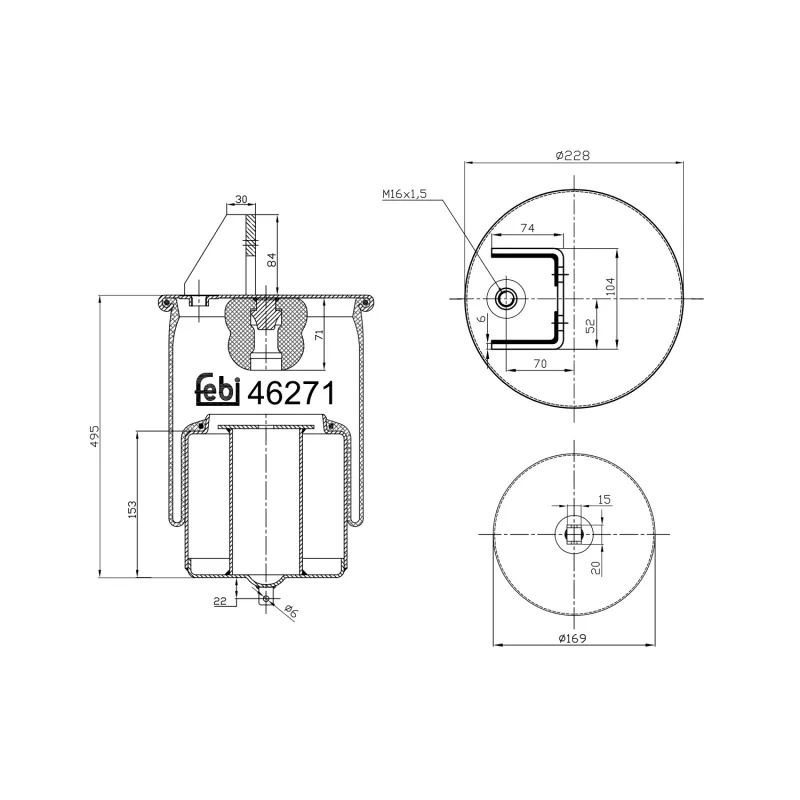 Soufflet à air, suspension pneumatique FEBI BILSTEIN 46271
