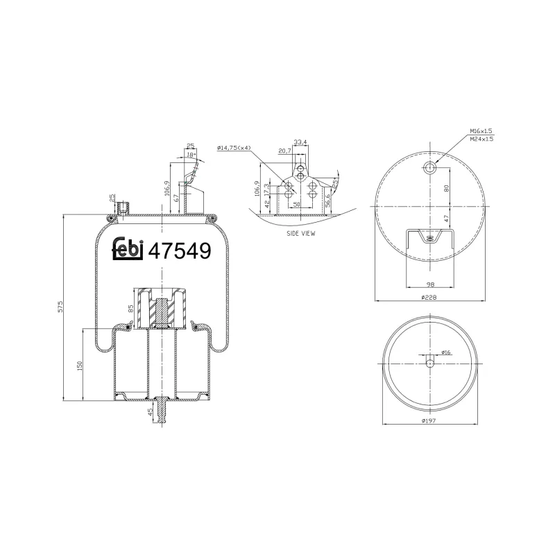 Soufflet à air, suspension pneumatique FEBI BILSTEIN 47549