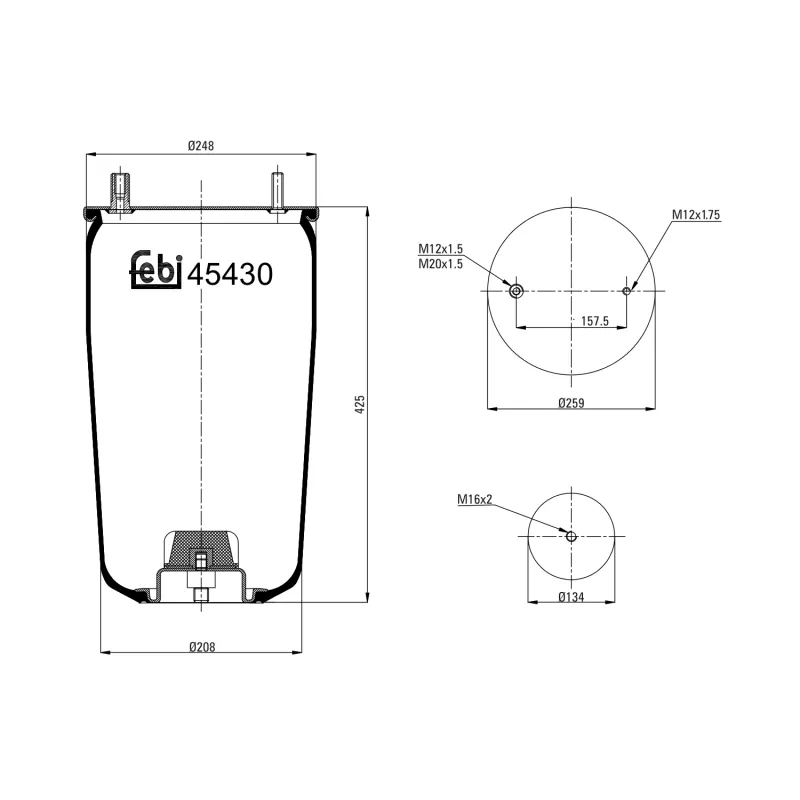Soufflet à air, suspension pneumatique FEBI BILSTEIN 45430
