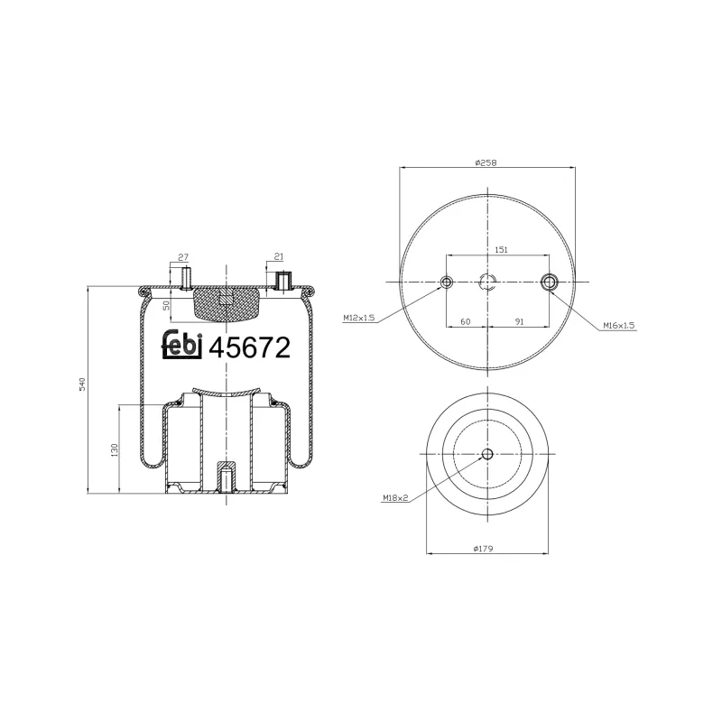 Soufflet à air, suspension pneumatique FEBI BILSTEIN 45672