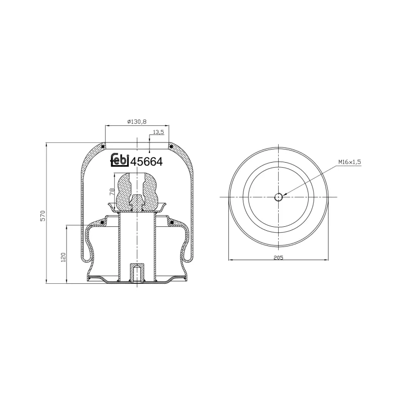 Soufflet à air, suspension pneumatique FEBI BILSTEIN 45664