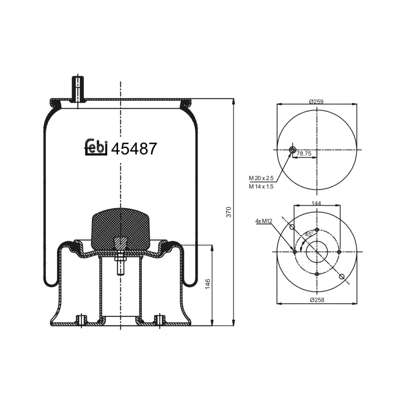Soufflet à air, suspension pneumatique FEBI BILSTEIN 45487