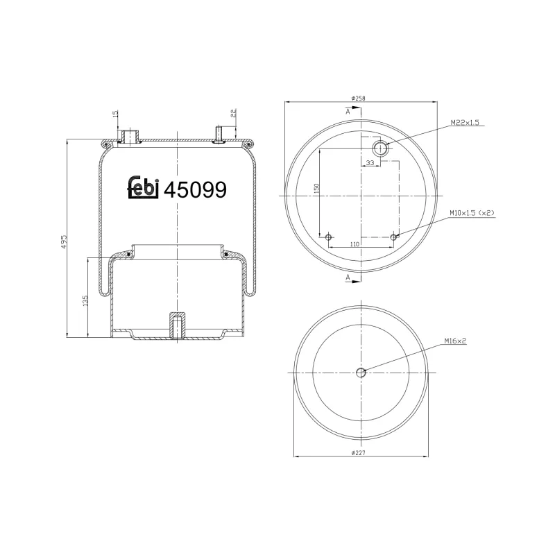 Soufflet à air, suspension pneumatique FEBI BILSTEIN 45099