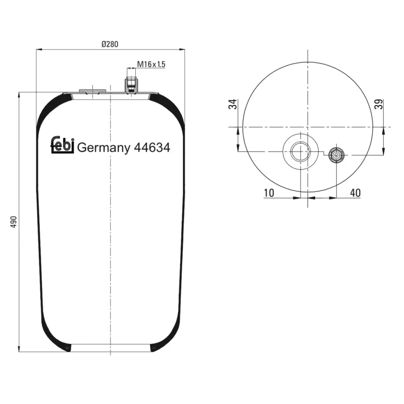 Soufflet à air, suspension pneumatique FEBI BILSTEIN 44634