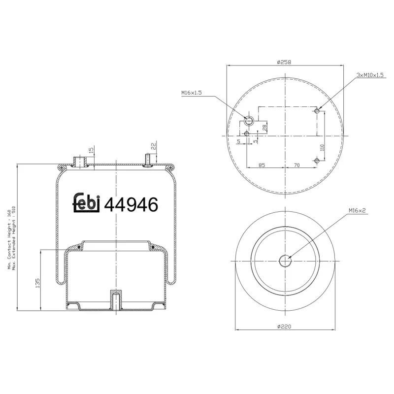 Soufflet à air, suspension pneumatique FEBI BILSTEIN 44946