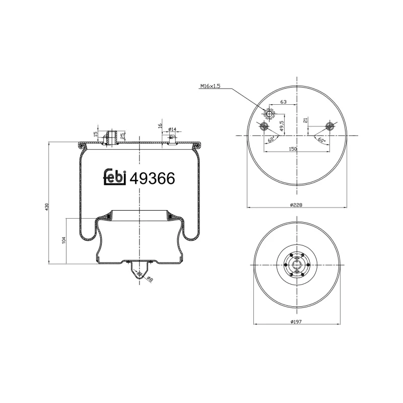 Soufflet à air, suspension pneumatique FEBI BILSTEIN 49366
