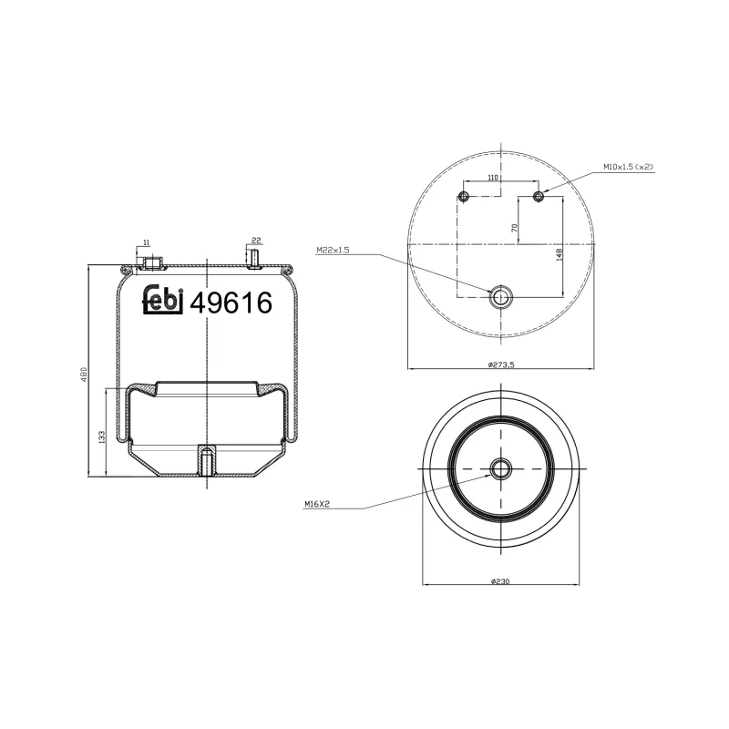 Soufflet à air, suspension pneumatique FEBI BILSTEIN 49616