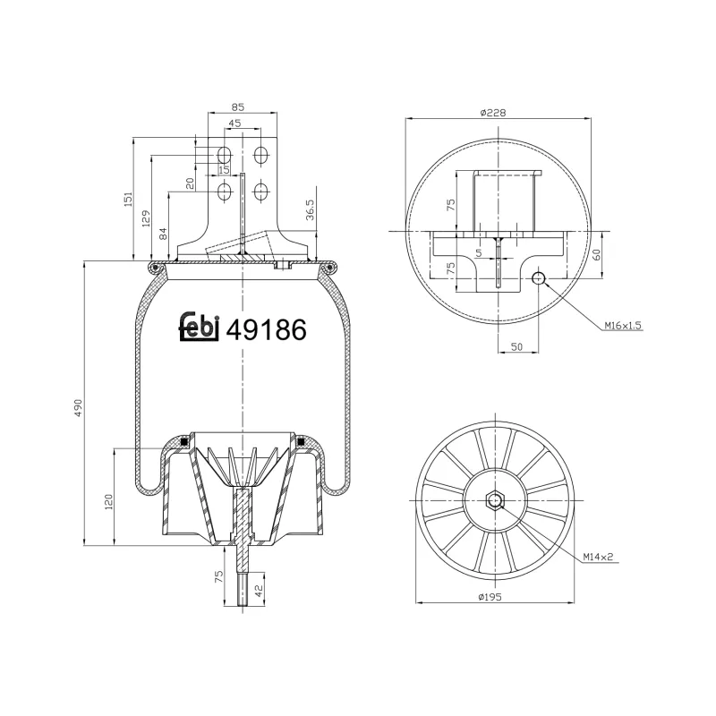 Soufflet à air, suspension pneumatique FEBI BILSTEIN 49186