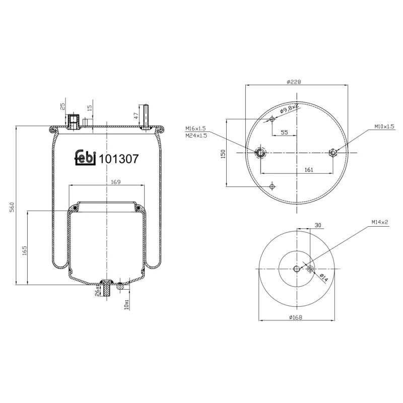Soufflet à air, suspension pneumatique FEBI BILSTEIN 101307