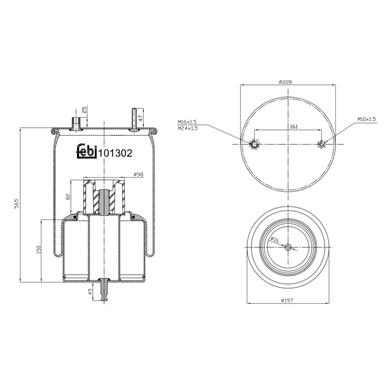 Soufflet à air, suspension pneumatique FEBI BILSTEIN 101302