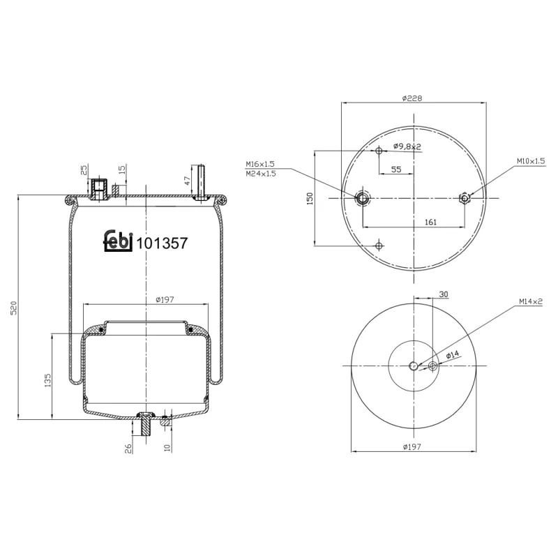 Soufflet à air, suspension pneumatique FEBI BILSTEIN 101357