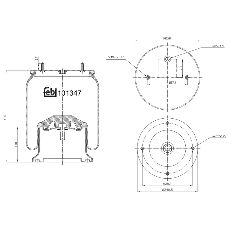 Soufflet à air, suspension pneumatique FEBI BILSTEIN 101347