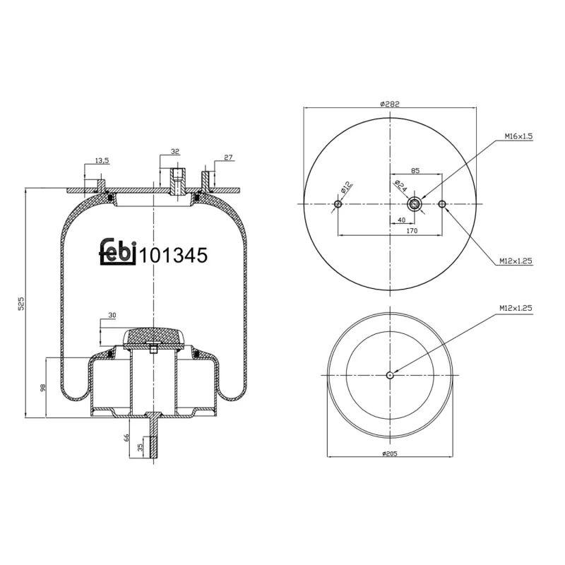 Soufflet à air, suspension pneumatique FEBI BILSTEIN 101345