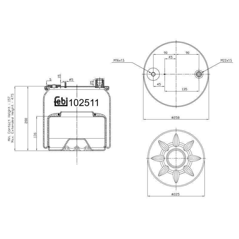 Soufflet à air, suspension pneumatique FEBI BILSTEIN 102511