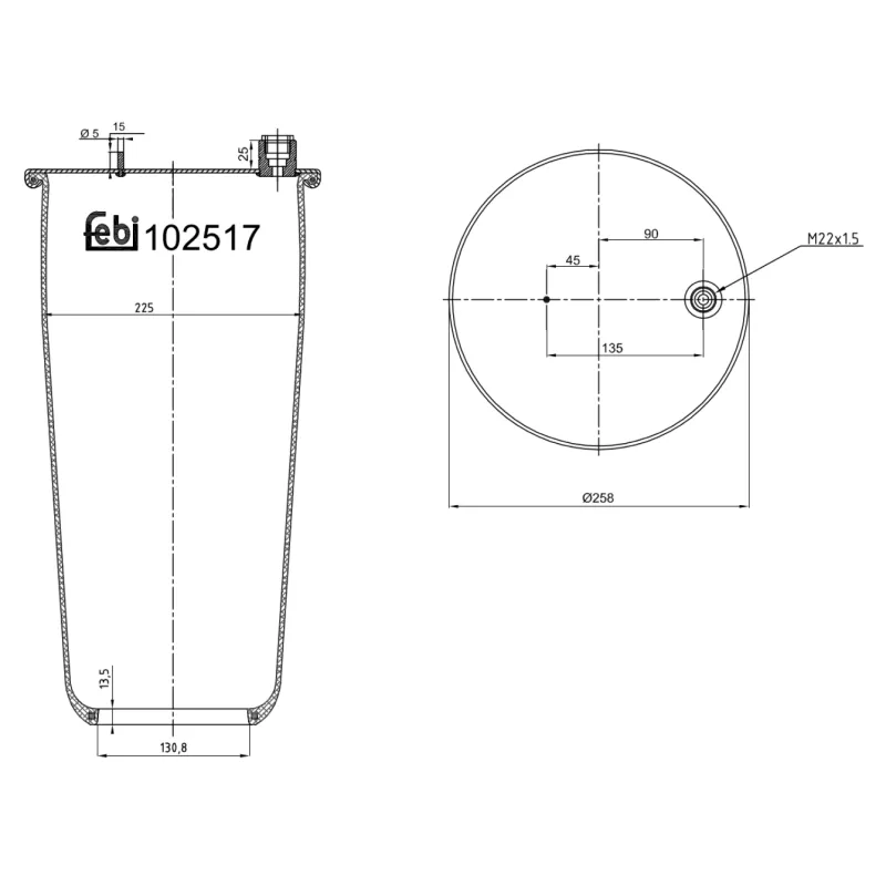 Soufflet à air, suspension pneumatique FEBI BILSTEIN 102517
