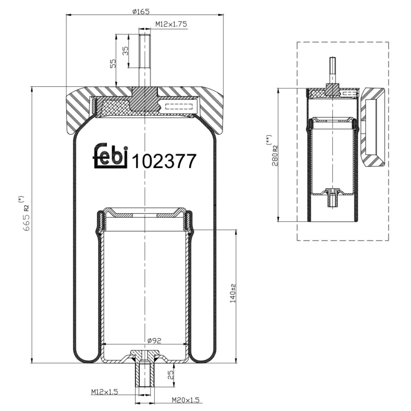 Soufflet à air, suspension pneumatique FEBI BILSTEIN 102377