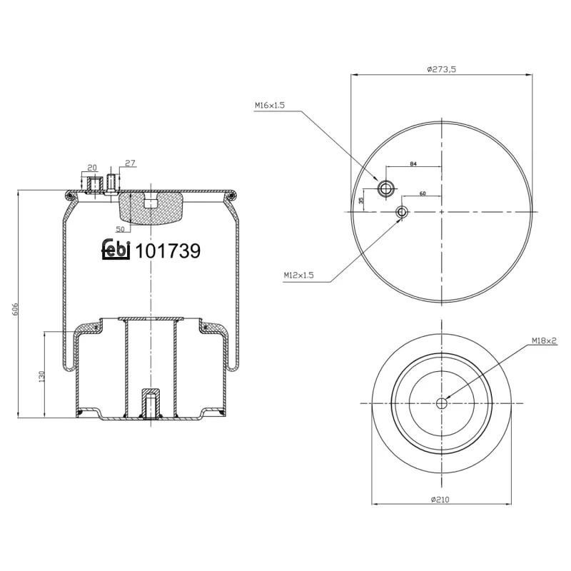 Soufflet à air, suspension pneumatique FEBI BILSTEIN 101739
