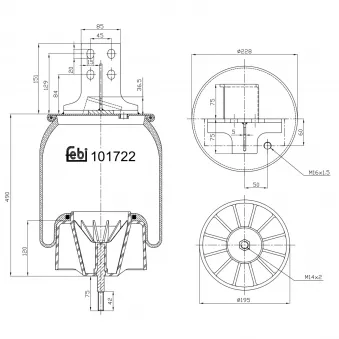 Ressort pneumatique, suspension pneumatique arrière gauche FEBI BILSTEIN