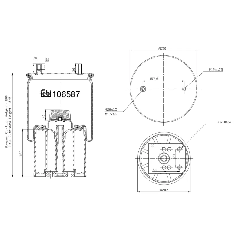 Soufflet à air, suspension pneumatique FEBI BILSTEIN 106587