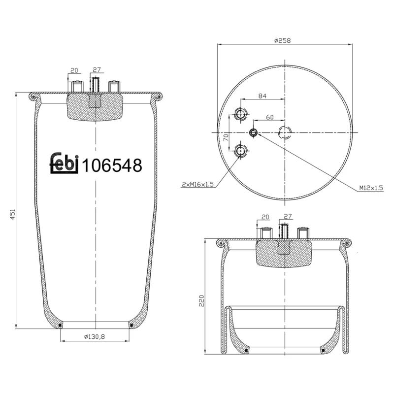 Soufflet à air, suspension pneumatique FEBI BILSTEIN 106548