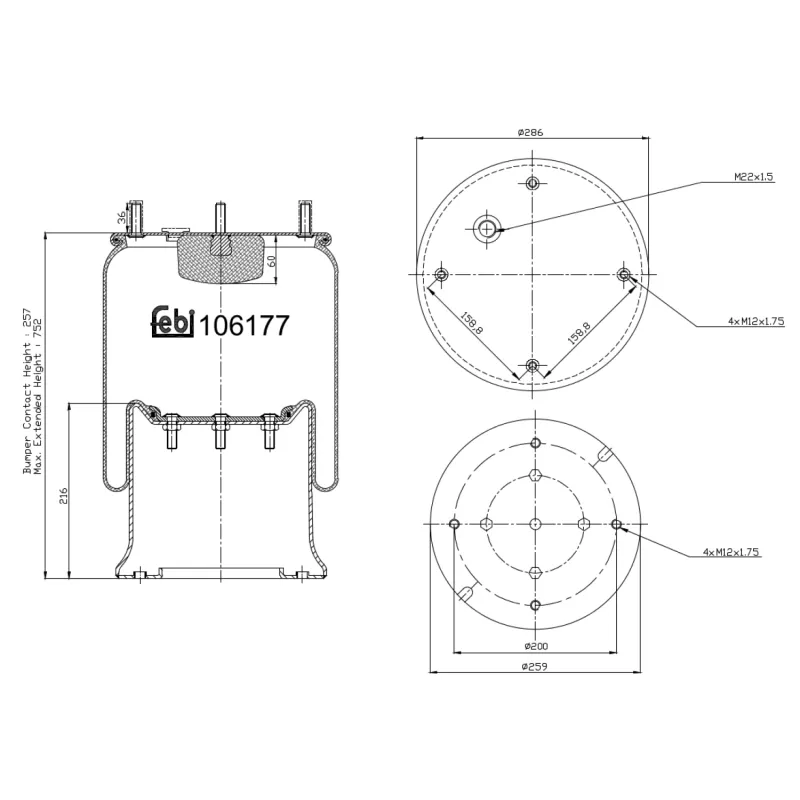 Soufflet à air, suspension pneumatique FEBI BILSTEIN 106177