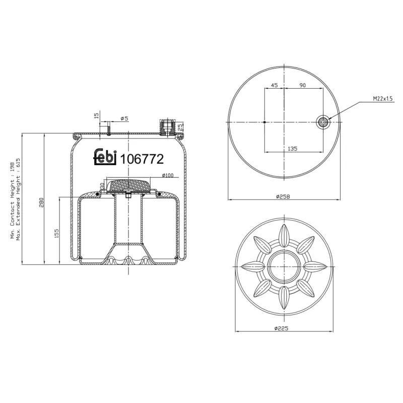 Soufflet à air, suspension pneumatique FEBI BILSTEIN 106772