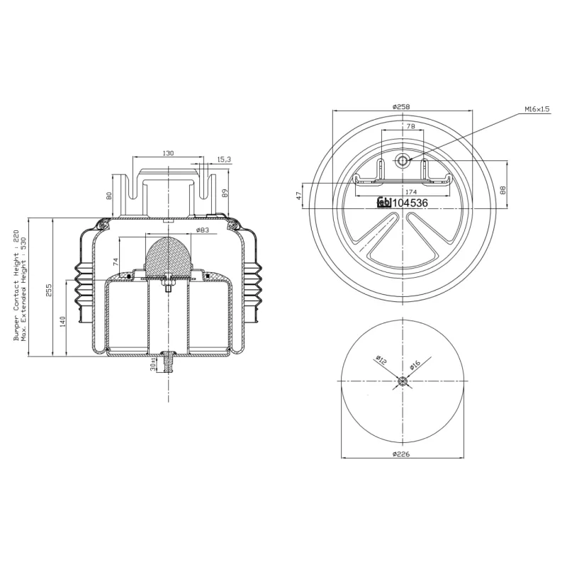 Soufflet à air, suspension pneumatique FEBI BILSTEIN 104536