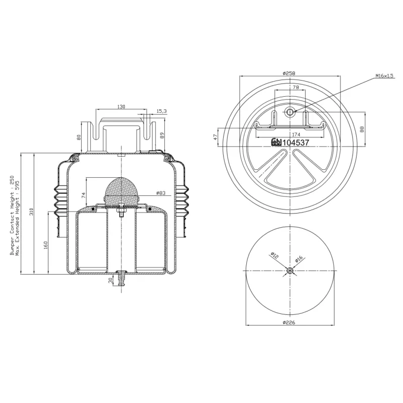 Soufflet à air, suspension pneumatique FEBI BILSTEIN 104537