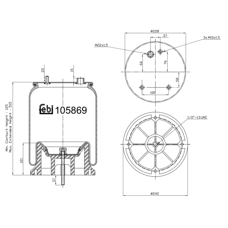 Soufflet à air, suspension pneumatique FEBI BILSTEIN 105869