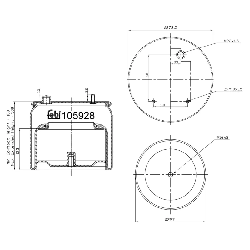 Soufflet à air, suspension pneumatique FEBI BILSTEIN 105928