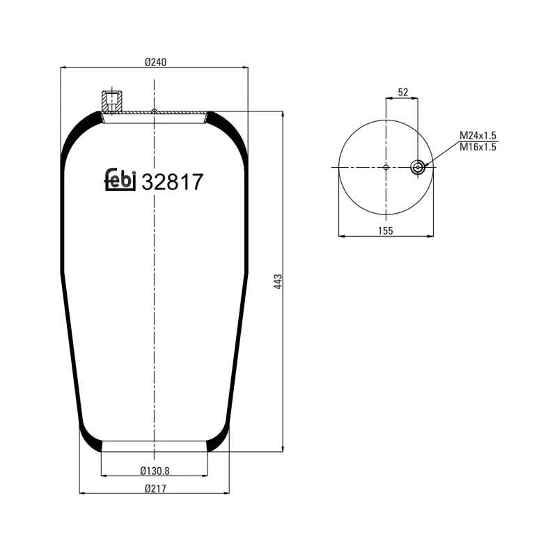 Soufflet à air, suspension pneumatique FEBI BILSTEIN 32817