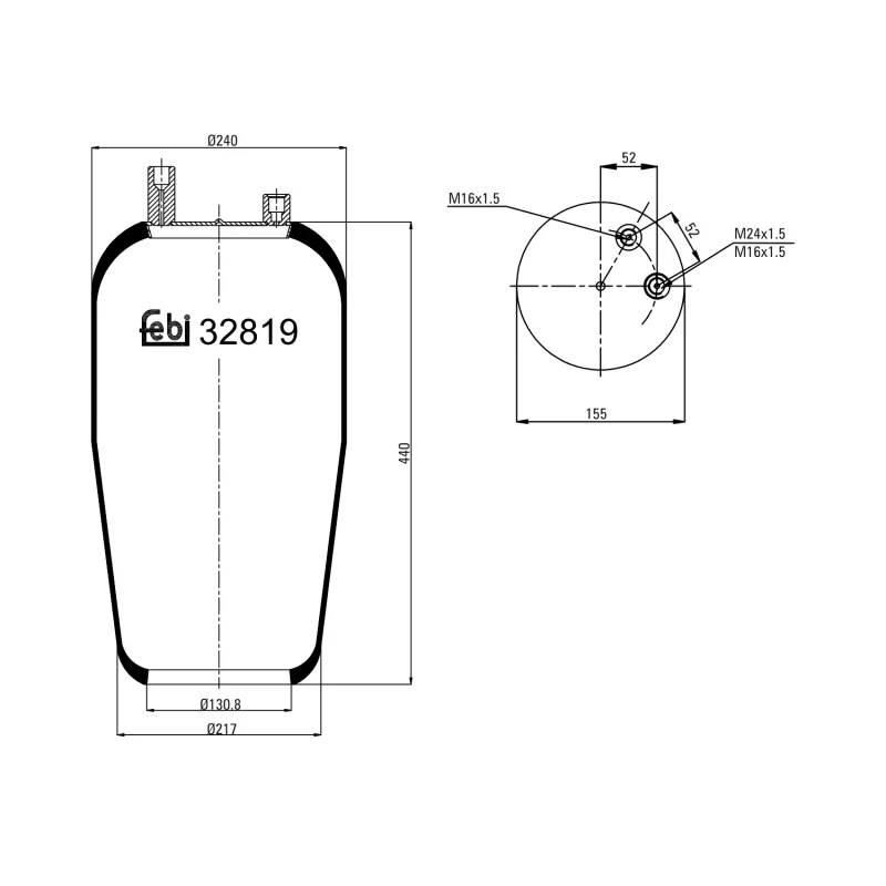 Soufflet à air, suspension pneumatique FEBI BILSTEIN 32819